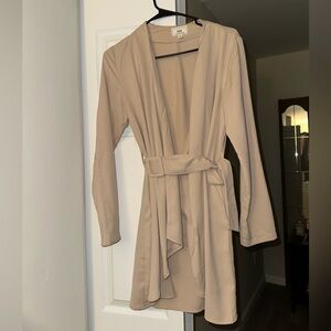 Tan Belted Blazer Cardigan